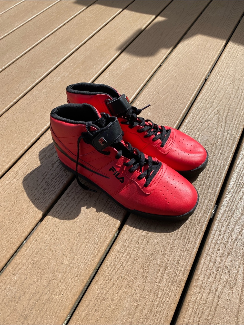 FILA Red and Black High-Top Sneakers